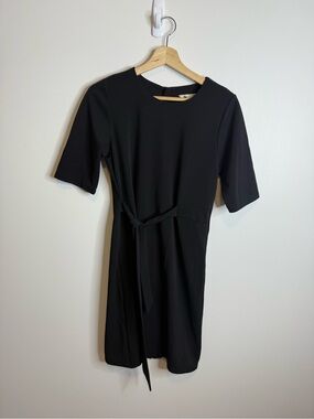 Yumi Kim Black Midi Dress with Self-Tie Waist ModCloth size small 6